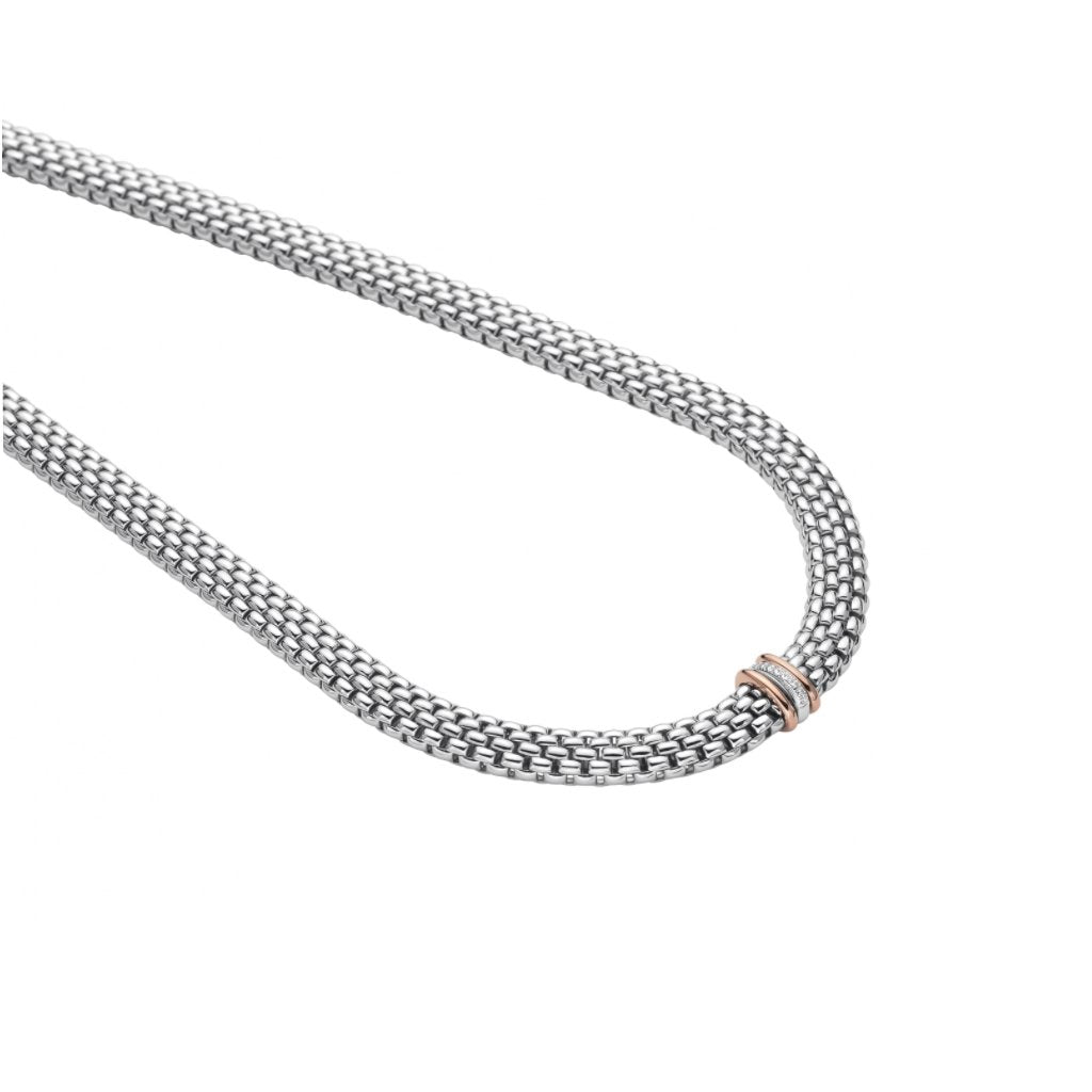 FOPE white gold necklace with diamond rondels.
