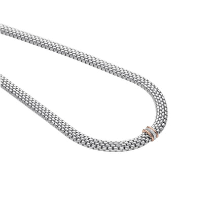 FOPE 18 Carat White Gold Long Necklace With Diamond Set Rondels
