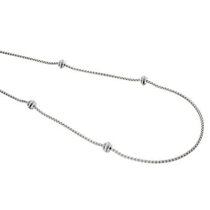FOPE 18 Carat White Gold Long Necklace With Diamond Set Rondels