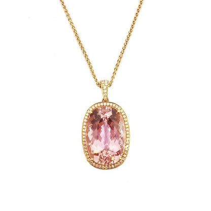 Cushion Cut Kunzite and Diamond Necklace, 31.64 carats, 18ct Rose Gold