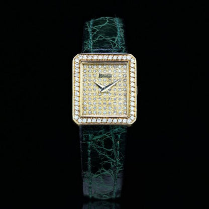 Piaget Ladies Custom Diamond Dial and Bezel 18ct Gold Manual 20" Watch; Model Number 41545, with original box and service document, Circa 1990s