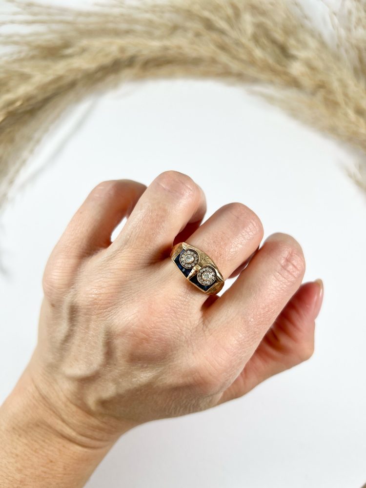 Vintage Owl Cocktail Ring In 18 Carat Rose Gold With Diamonds And Sapphires