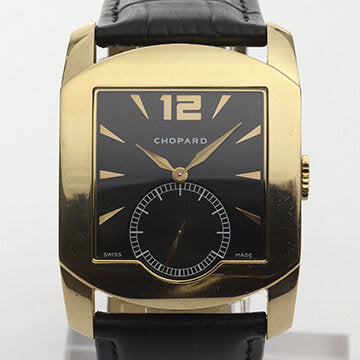 Chopard L.U.C. 18ct Yellow Gold 37mm Automatic Watch; Ref. 2283, black dial with small seconds and sapphire crystal, on black leather strap with 18ct Chopard pin buckle