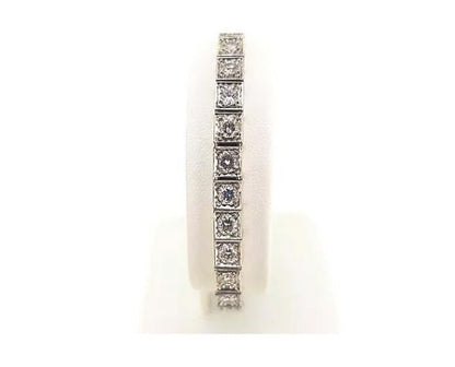 Classic 4.00 carat Diamond and 18ct White Gold Line Bracelet; timeless line bracelet featuring brilliant cut diamonds set in square mounts, 4.00 carat total