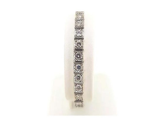 Classic 4.00 carat Diamond and 18ct White Gold Line Bracelet; timeless line bracelet featuring brilliant cut diamonds set in square mounts, 4.00 carat total