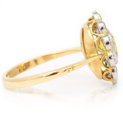 0.97ct Yellow Sapphire and Diamond Floral Cluster Ring