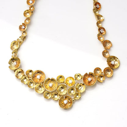 Vintage 18ct Yellow Gold Floral Necklace with Diamonds