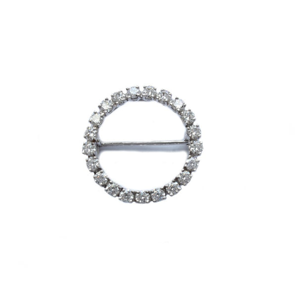18ct White Gold Diamond Circle Brooch