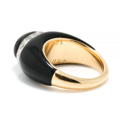 Van Cleef and Arpels Fidji Onyx and Diamond Ring, Signed and Numbered, Comes in original box, Circa 1990s