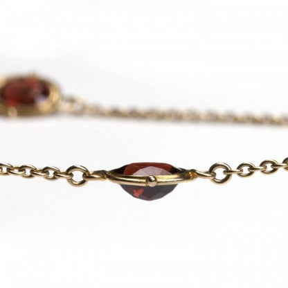 Antique Edwardian Garnet and Gold Long Chain Necklace, Circa 1910