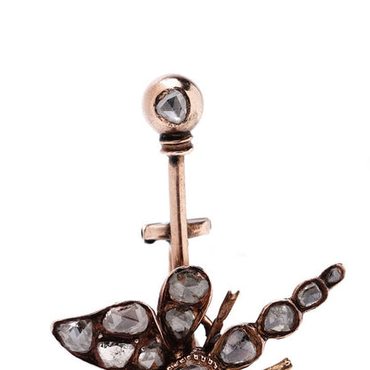 Antique Victorian 2.96ct Rose Cut Diamond Dragonfly Butterfly Pin Brooch