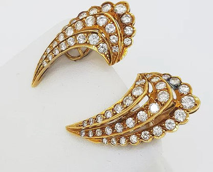 Diamond and 18ct Yellow Gold Angel Wing Clip On Earrings