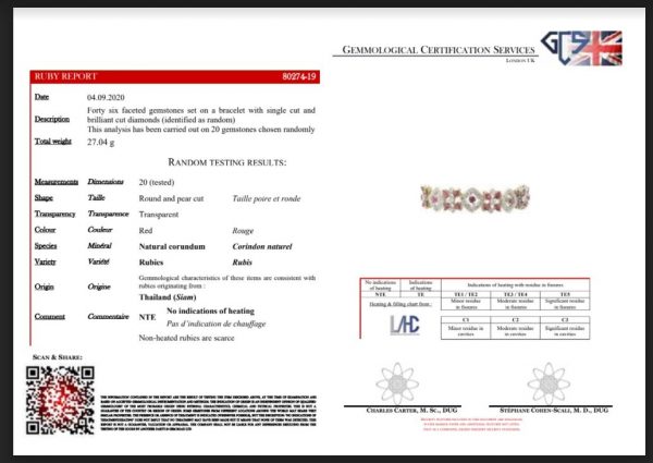 Vintage 3.52ct Thai Ruby and Diamond Bracelet, in 18ct yellow and white gold, Circa 1970s, with GCS certificate