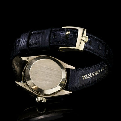 Vintage Rolex Ladies Datejust 18ct Yellow Gold Automatic Watch with Rare Silver Dial, Ref 6517-8, on original Rolex leather strap, Circa 1969