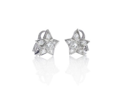 Chanel 0.80ct Diamond and 18ct White Gold Star Clip On Earrings, Boxed