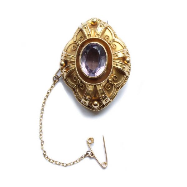Amethyst Mourning Brooch
