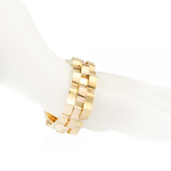 Vintage 1940s French Retro Brick Link 18ct Yellow Gold Bracelet