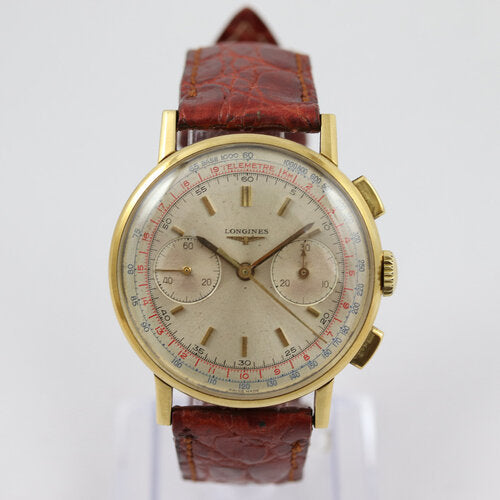 Longines Vintage Chronograph 18ct Yellow Gold 36mm Manual Wristwatch