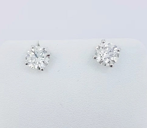 2.30ct Diamond Solitaire Stud Earrings, colour G, clarity SI2, With Certificate. Mounted in 18ct white gold, with post and butterfly fittings