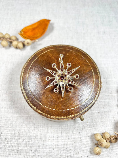 Vintage 9ct Gold Stamped, 1960s Garnet Starburst Pendant