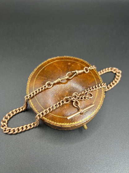 Antique 9ct Rose Gold Albert Chain Necklace