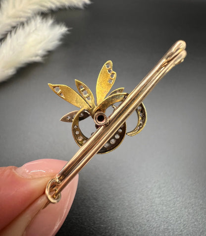 Victorian 18 Carat Gold Ruby, Diamond and Pearl Insect Brooch, Circa 1880