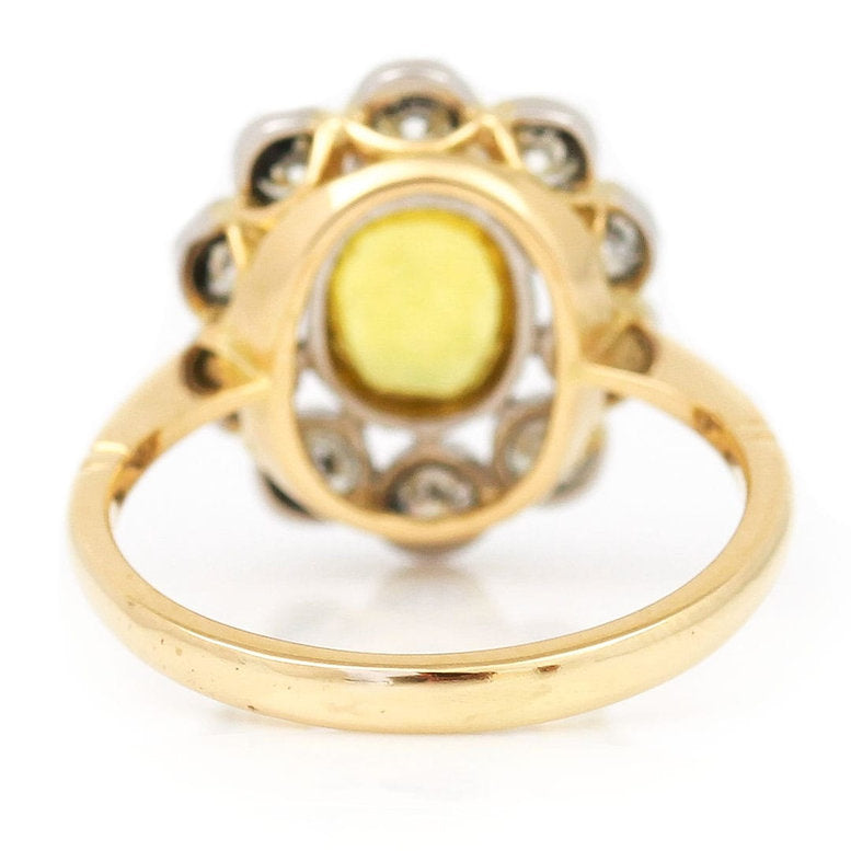 0.97ct Yellow Sapphire and Diamond Floral Cluster Ring