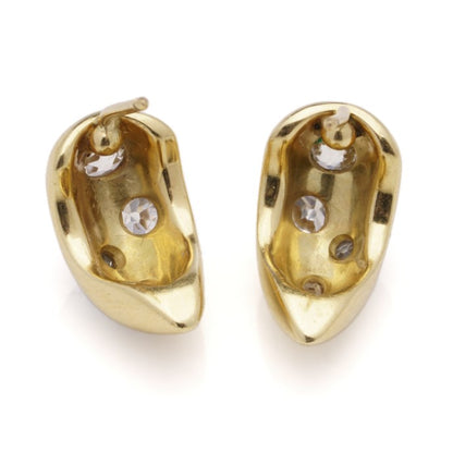 Vintage 18ct Yellow Gold Hoop Earrings set with 1.68ct Old Mine Cut Diamonds