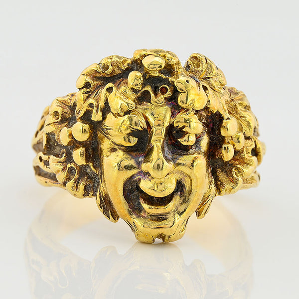 Rare Art Deco Buccellati Dionysis 18ct Yellow Gold Ring