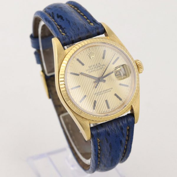 Vintage Rolex Datejust 16018 18ct Yellow Gold 36mm Automatic Watch with Tapestry Dial, Circa 1987