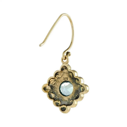 Blue Topaz and Sapphire Floral Cluster Drop Earrings