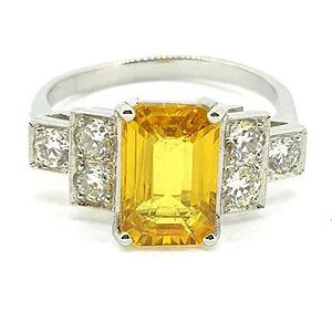 2.5ct Yellow Sapphire and Diamond Dress Ring in Platinum