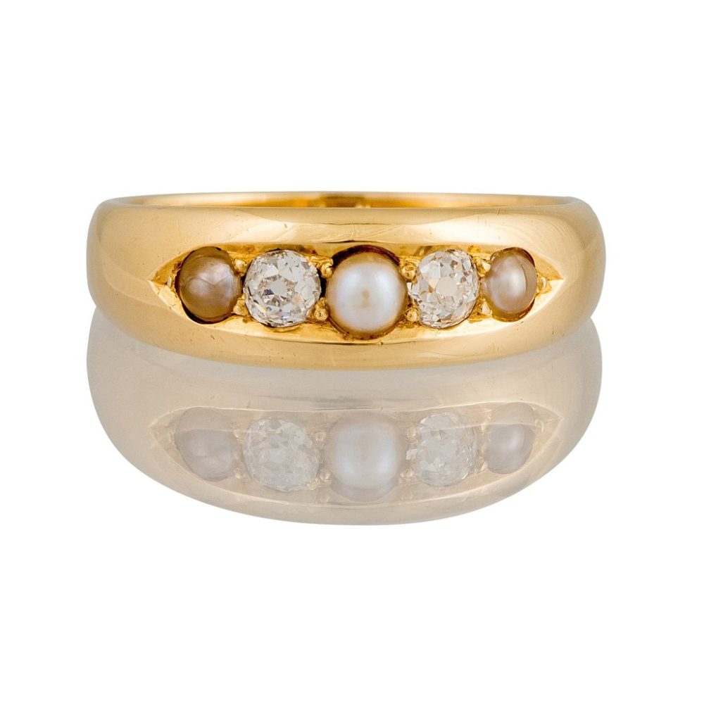Antique Art Deco Pearl and Diamond Ring