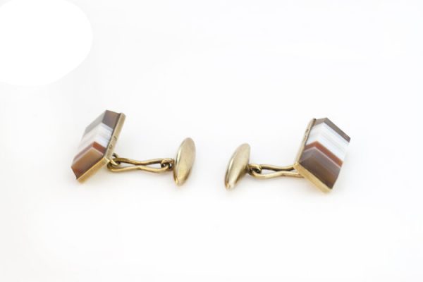 Faberge Antique Russian Agate and Silver Cufflinks