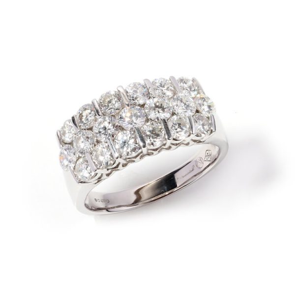 Vintage Diamond Three Row Dress Ring, 3.80 carats