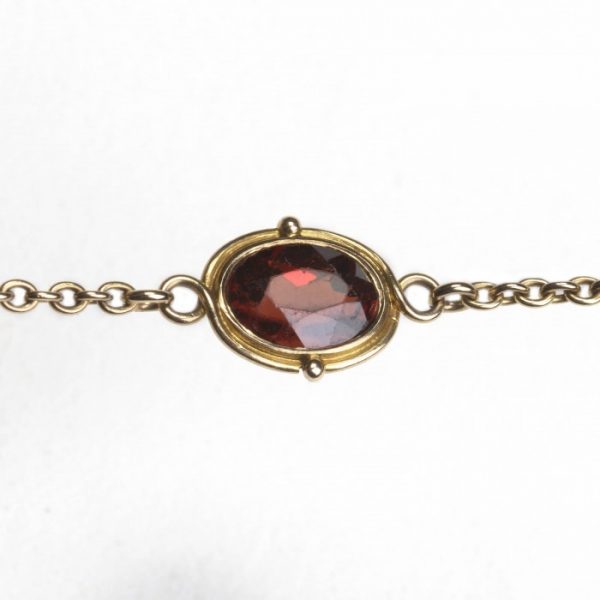Antique Edwardian Garnet and Gold Long Chain Necklace, Circa 1910