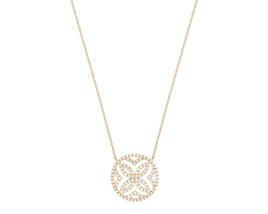 Diamond Set Floral Motif Necklace, 18ct Yellow Gold