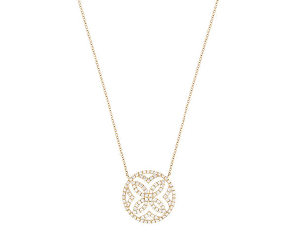 Diamond Set Floral Motif Necklace, 18ct Yellow Gold