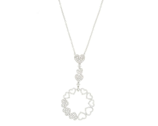 Diamond Set Multi Heart Drop Necklace