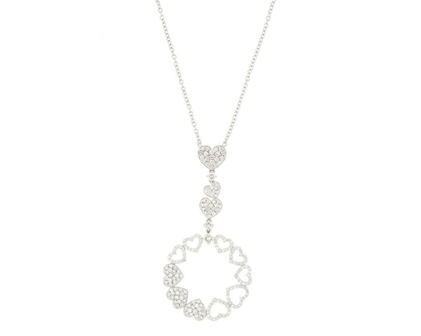 Diamond Set Multi Heart Drop Necklace