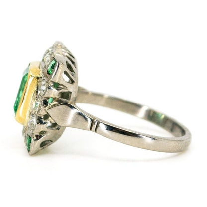 Antique Art Deco Emerald and Diamond Ring