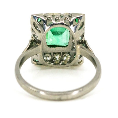 Antique Art Deco Emerald and Diamond Ring