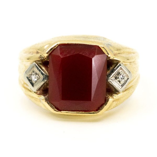 Vintage Carnelian and Diamond Ring