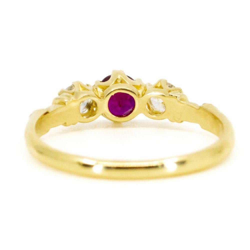 Vintage Ruby and Diamond Three Stone Ring