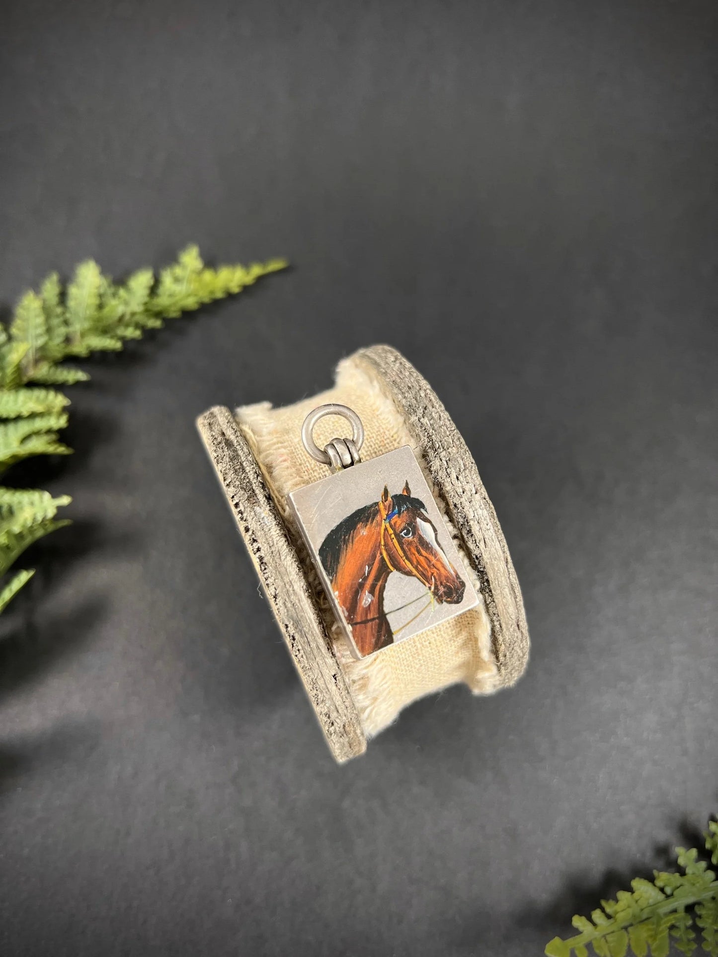 Antique French Silver, Edwardian Era Rectangular Enamel Horse Locket, Heirloom Gift