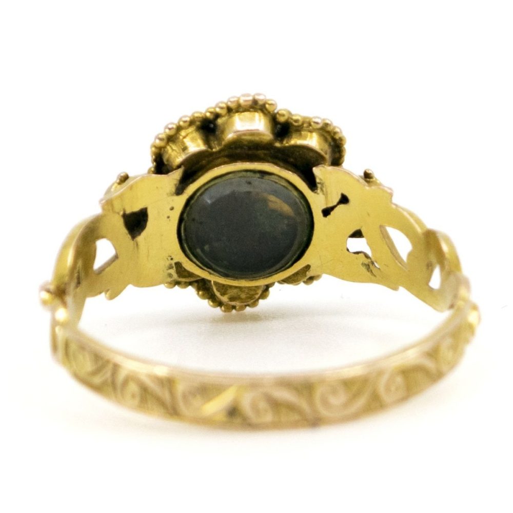 Antique Georgian Ruby, Pearl and Emerald Ring