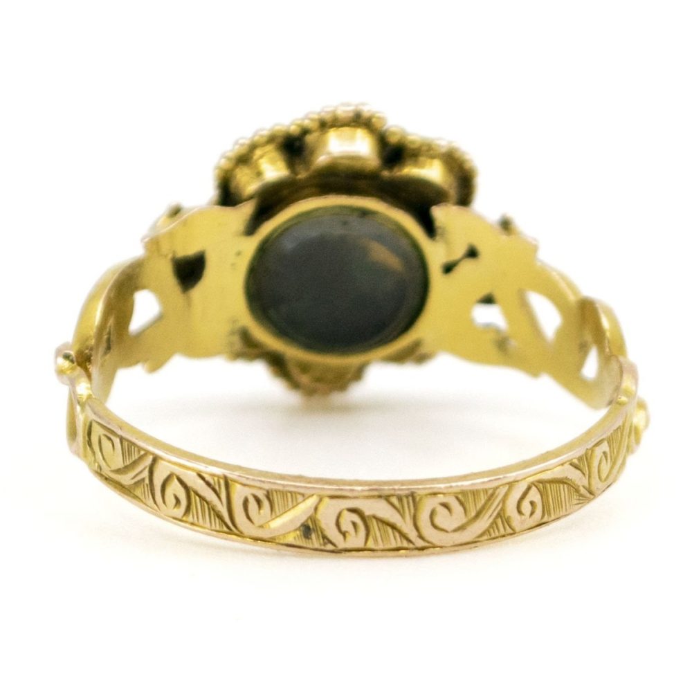 Antique Georgian Ruby, Pearl and Emerald Ring