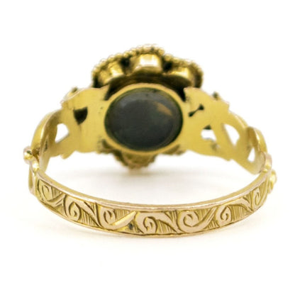 Antique Georgian Ruby, Pearl and Emerald Ring