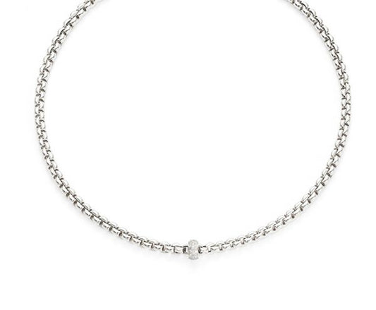 FOPE Flex'It 'Olly' Belcher Necklace, Diamond set Hoop, 18ct White Gold