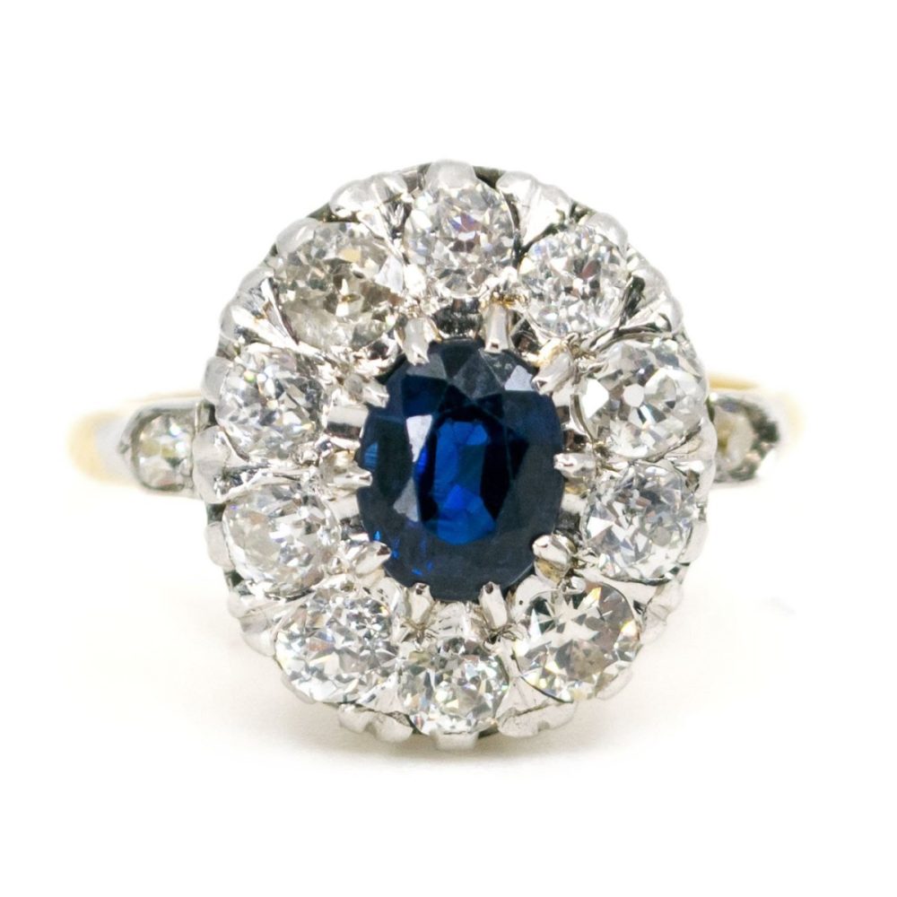 Antique Victorian Sapphire and Diamond Cluster Ring